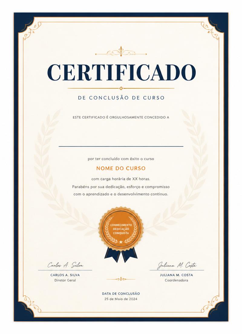 Exemplo de certificado de conclusão do curso